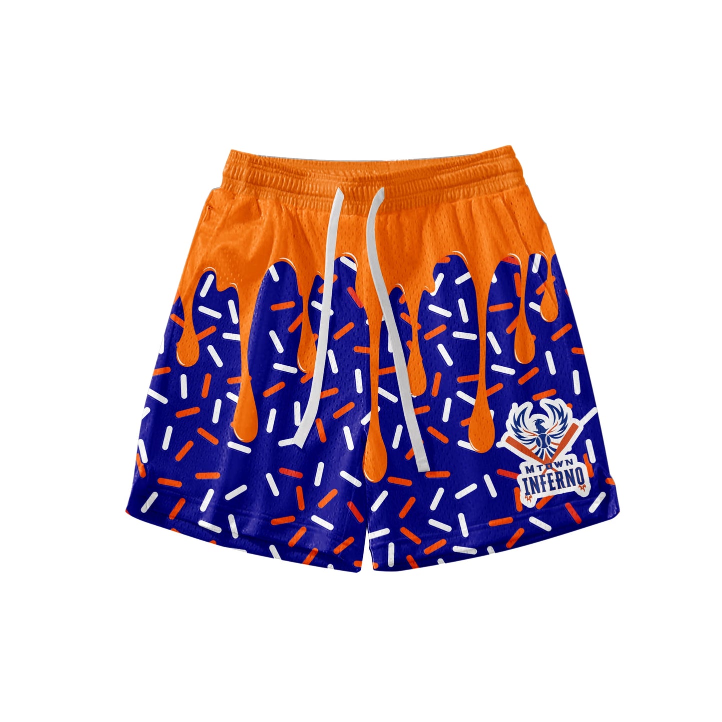 MTOWN Inferno blue drip shorts