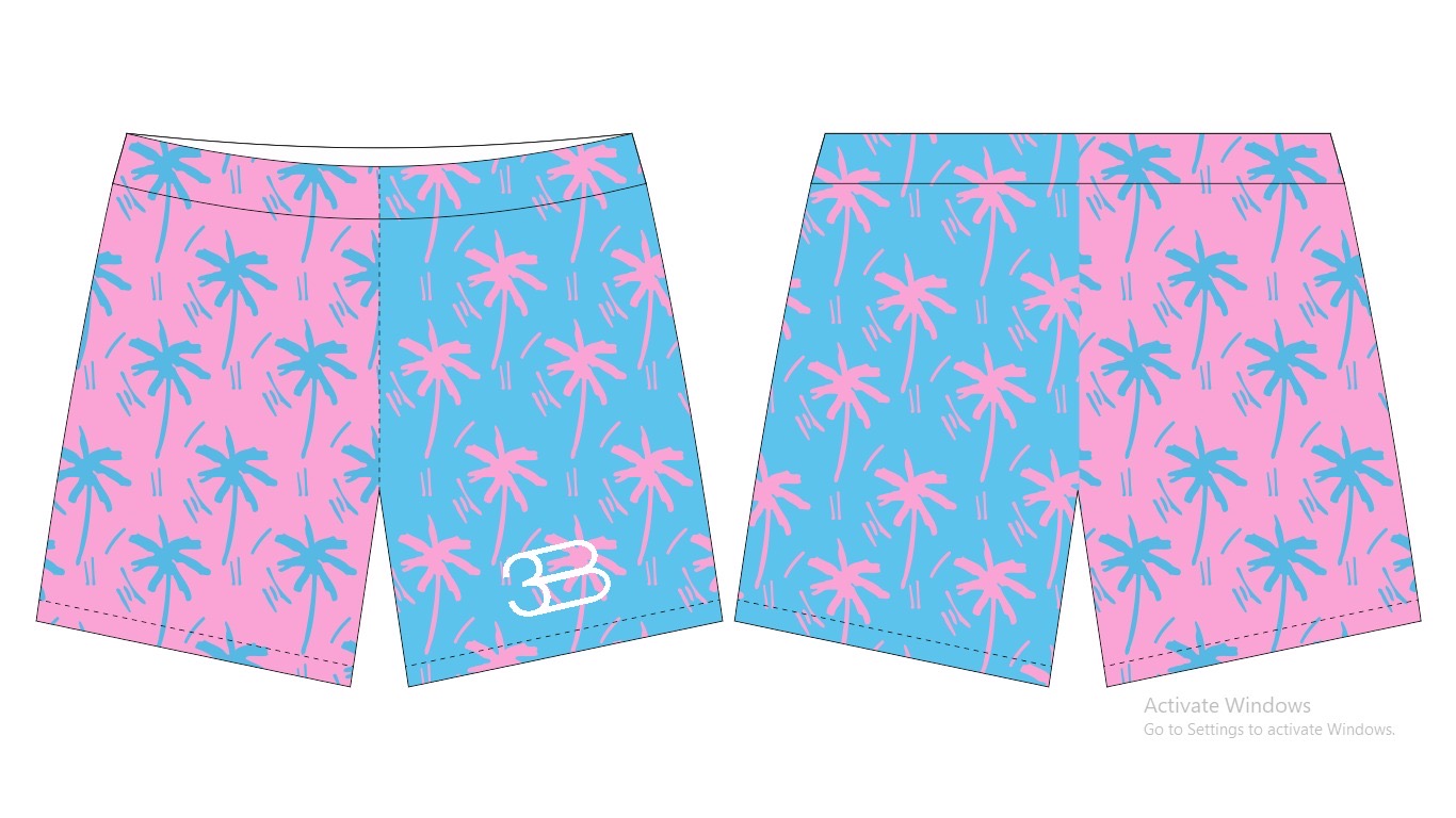 Pink/Blue Palm swim trunks