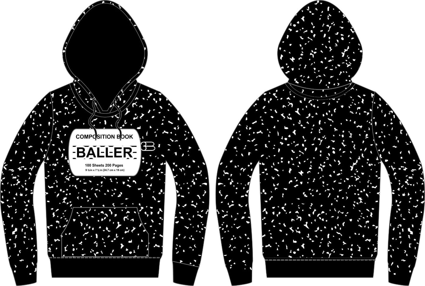 Black Composition Hoodie