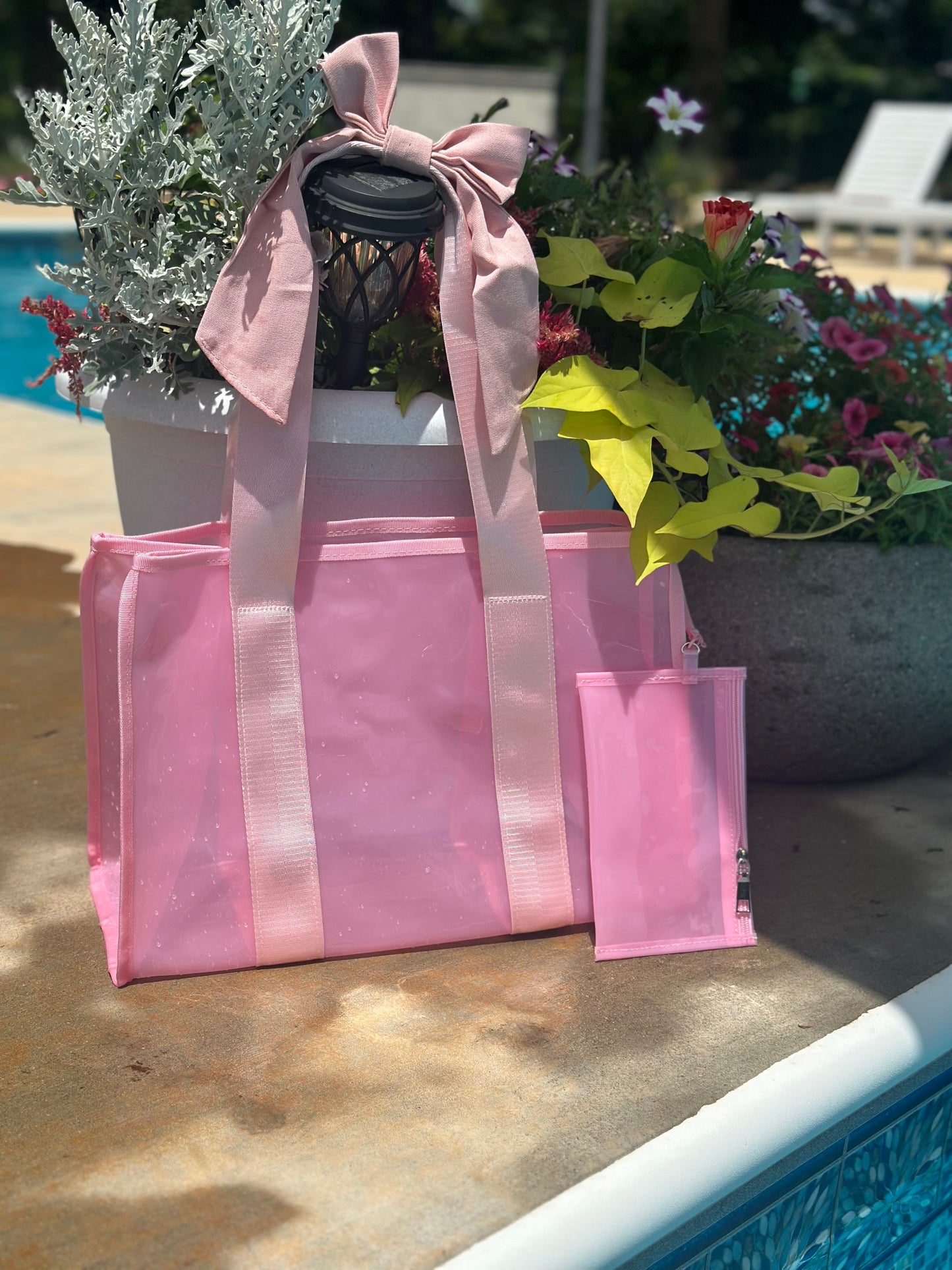 Pink Bow Beach Bag