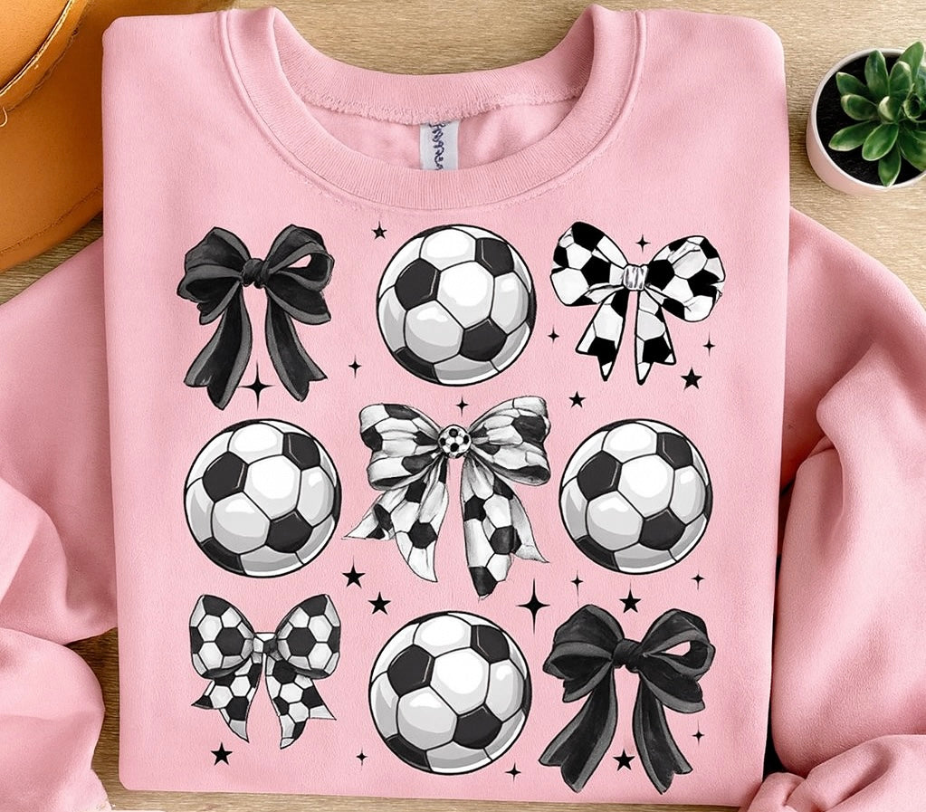Lions Soccer balls and bows stacked Sweatshirt