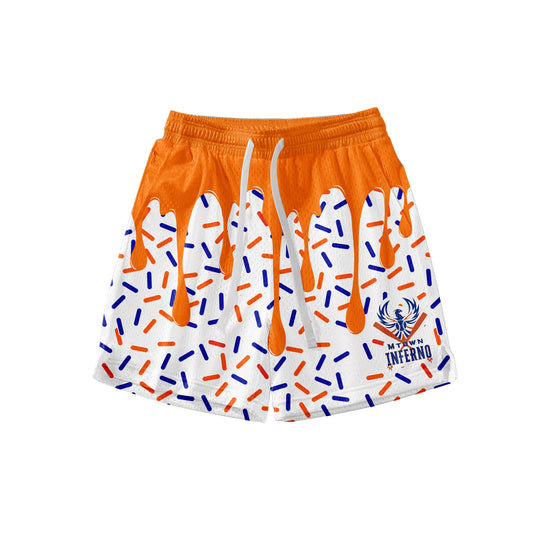 MTOWN Inferno orange drip shorts