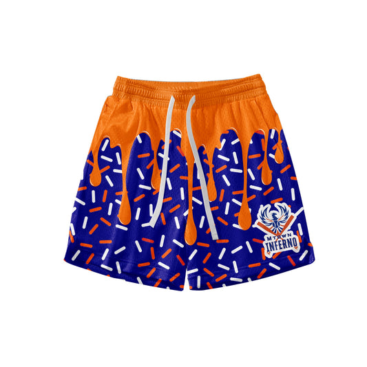 MTOWN Inferno blue drip shorts
