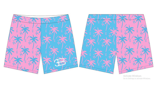 Pink/Blue Palm swim trunks