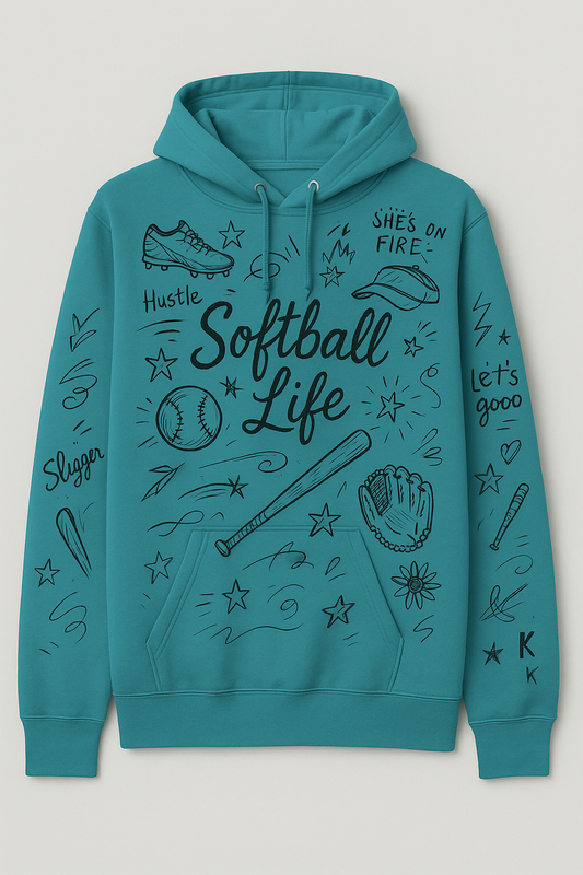 Softball Life Doodle Hoodie