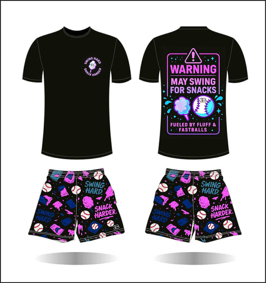 Swing Hard Snack Harder Black Shirt Set