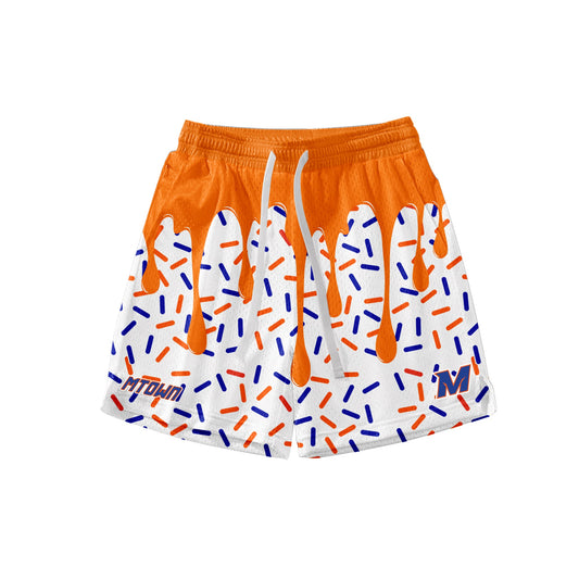 MTOWN Orange drip shorts