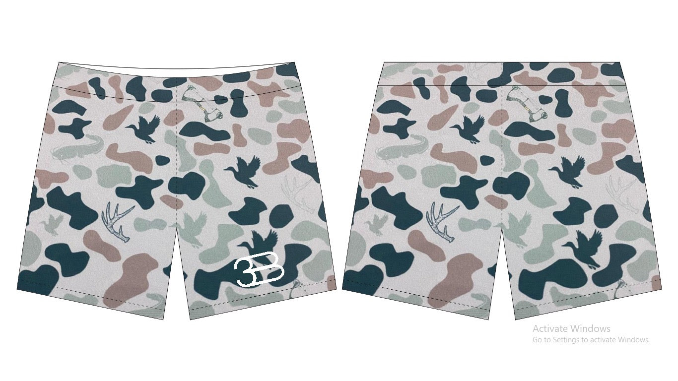 Deer/Duck camo swim trunks
