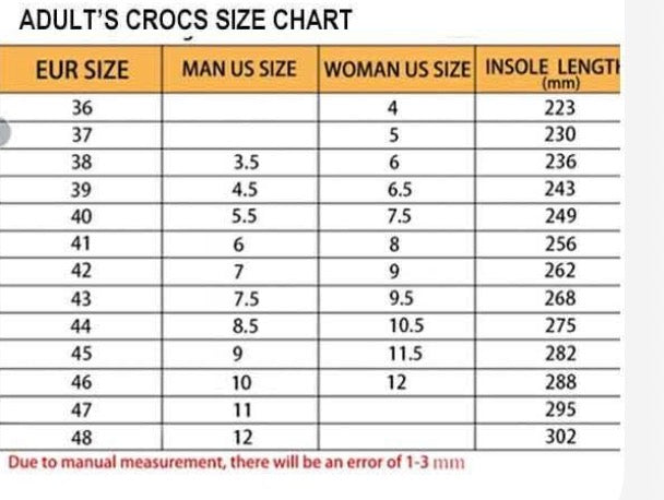 Panthers WBP Crocs (PLEASE measure for size chart EUR size)
